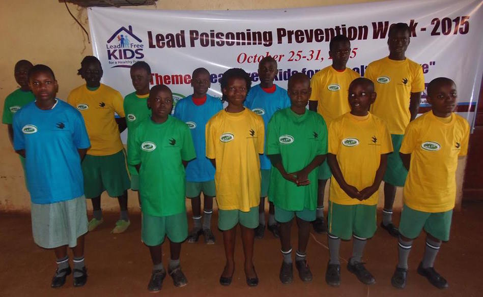 Children at Standard Junior Primary School promoting awareness about lead dangers