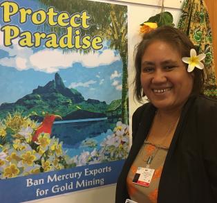 Fuatino Matatumua-Leota, Delegate from Samoa, at the IPEN booth