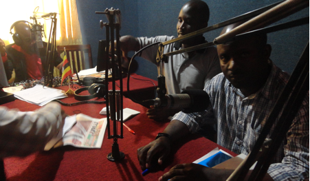 Mr. Muyambi Ellady, PROBICOU Board Member and Secretary General for UNETMAC, talking about the dangers of mercury pollution on human health and the environment during one of the radio talk shows