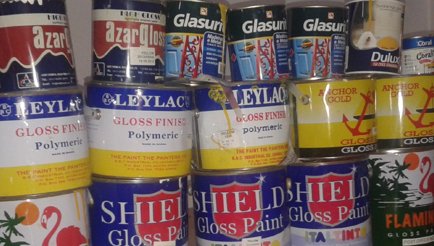 Paints purchased for sampling in Ghana