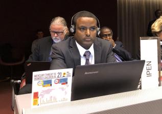 Dr. Tadesse Amera waiting to make IPEN's closing statement (Photo by Yuyun Ismawati)