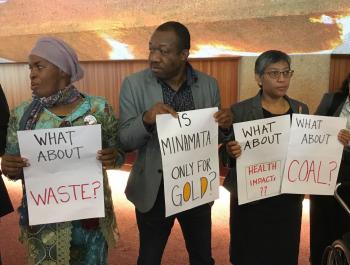 Sounkoura Adetonah (GAPROFFA, Benin), Leslie Adogame (SRADev, Nigeria) and Yuyun Ismawati (Balifokus, Indonesia)