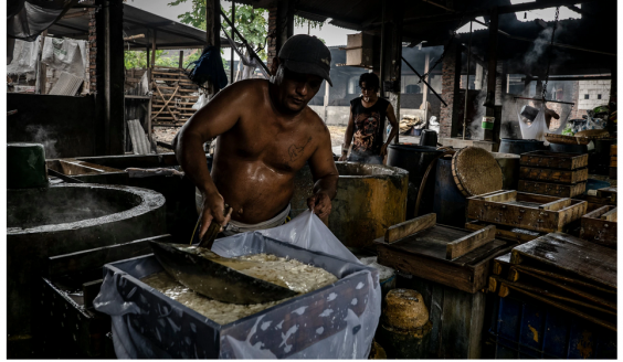 A commercial tofu kitchen in Tropodo, Indonesia. The tofu is processed in boilers fueled by burning plastic.Credit...Ulet Ifansasti for The New York Times